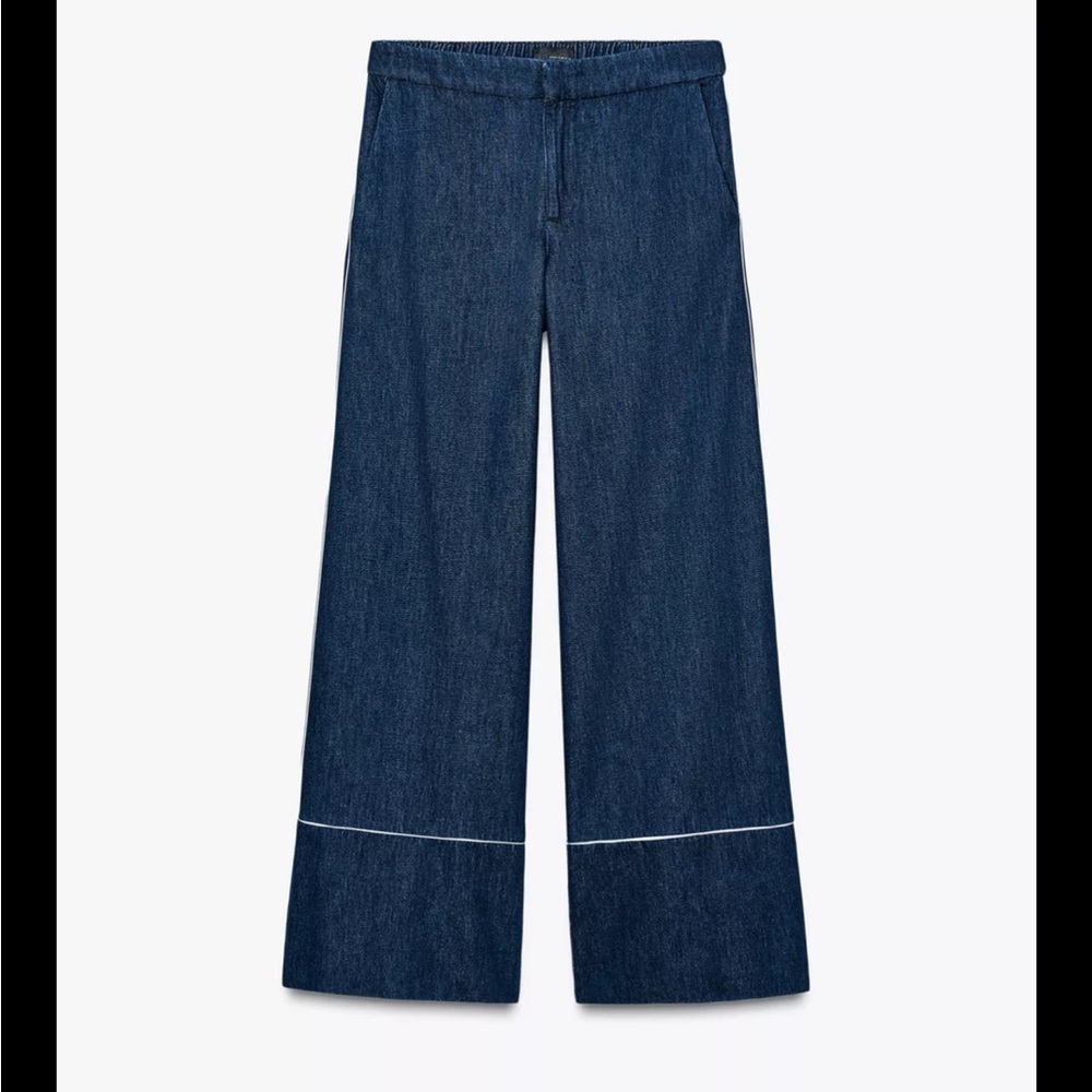 Zara contrasting piping wide-leg pants